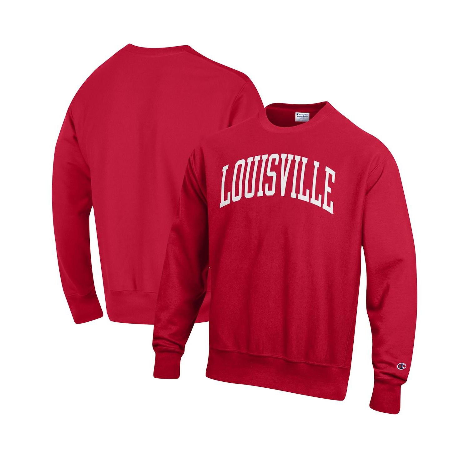 Men's Red Louisville Cardinals Arch Reverse Weave Pullover Sweatshirt