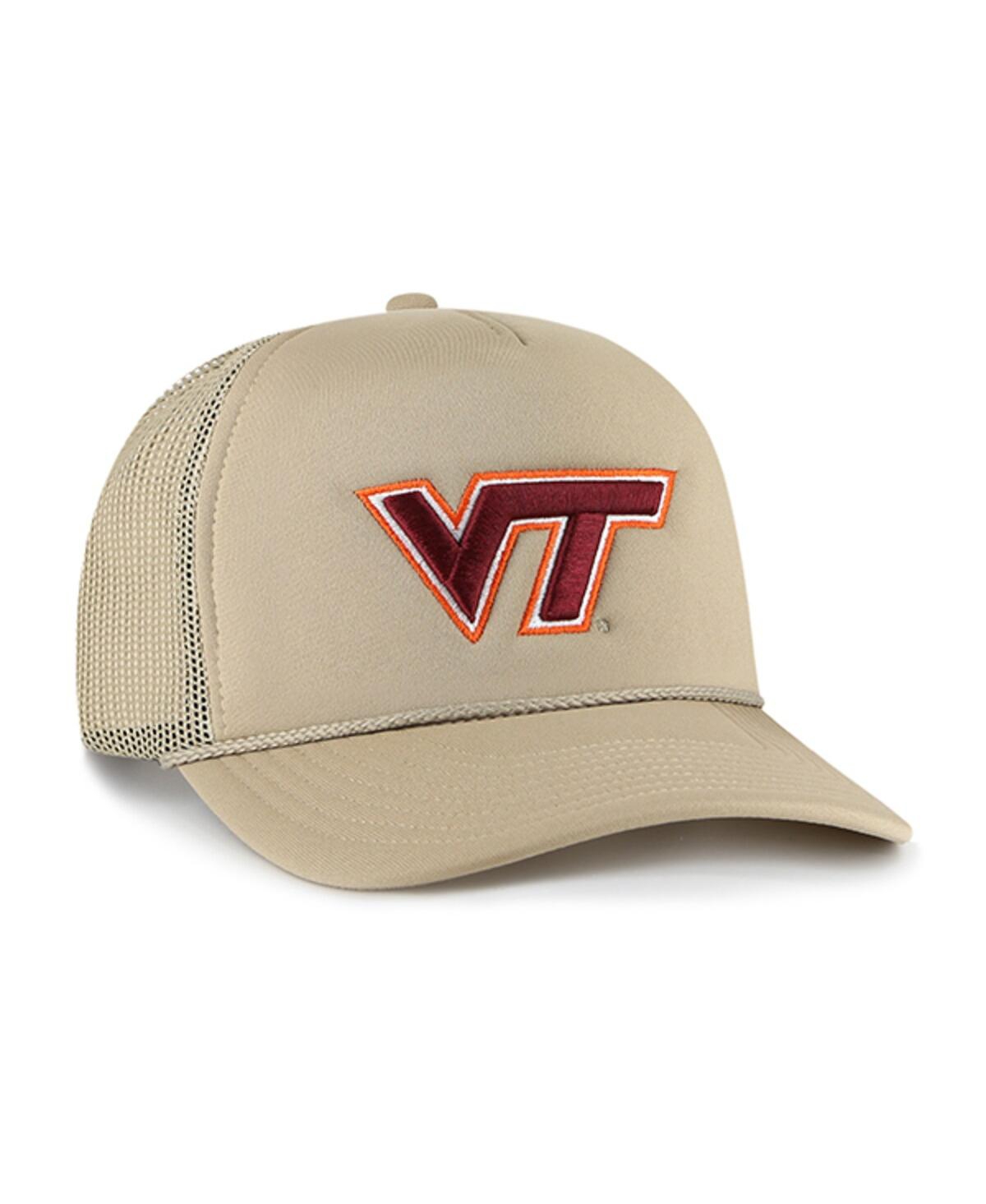 Men's '47 BrandVirginia Tech Hokies Foam Front Mesh Trucker Snapback Hat - Khaki