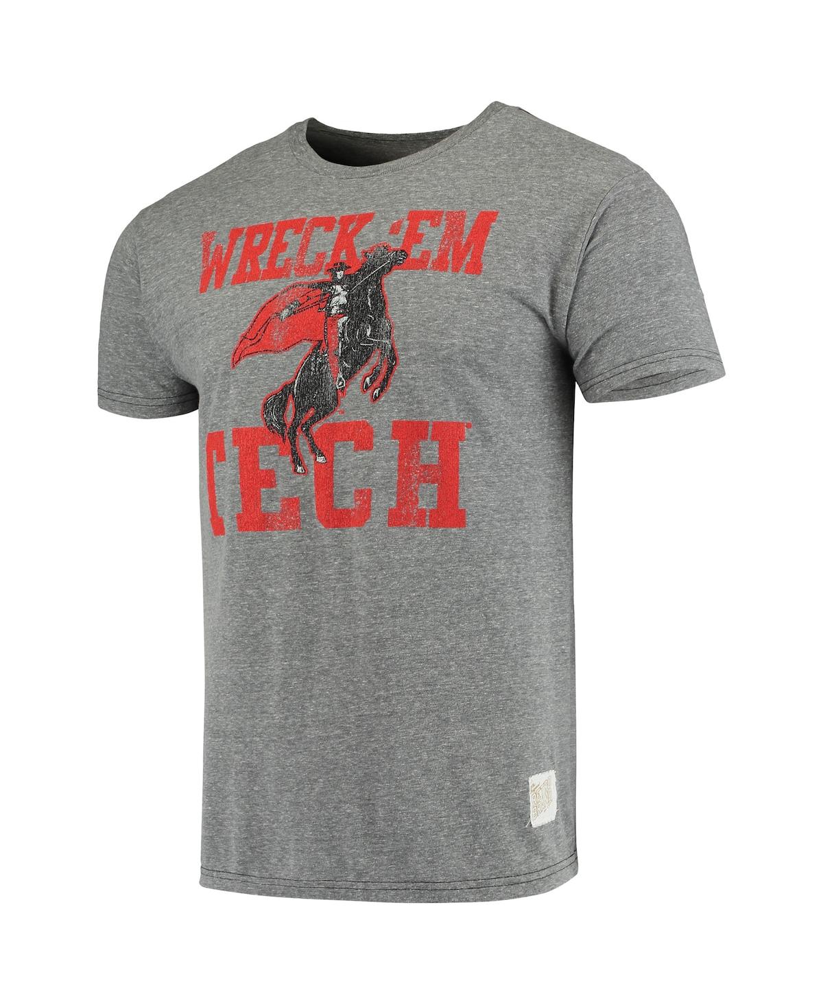 Shop Retro Brand Men's Original  Heathered Gray Texas Tech Red Raiders Vintage-like Logo Tri-blend T-shirt