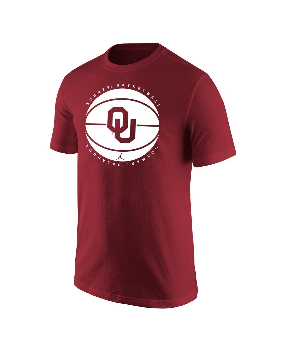 Shop Jordan Men's  Crimson Oklahoma Sooners Basketball Logo T-shirt