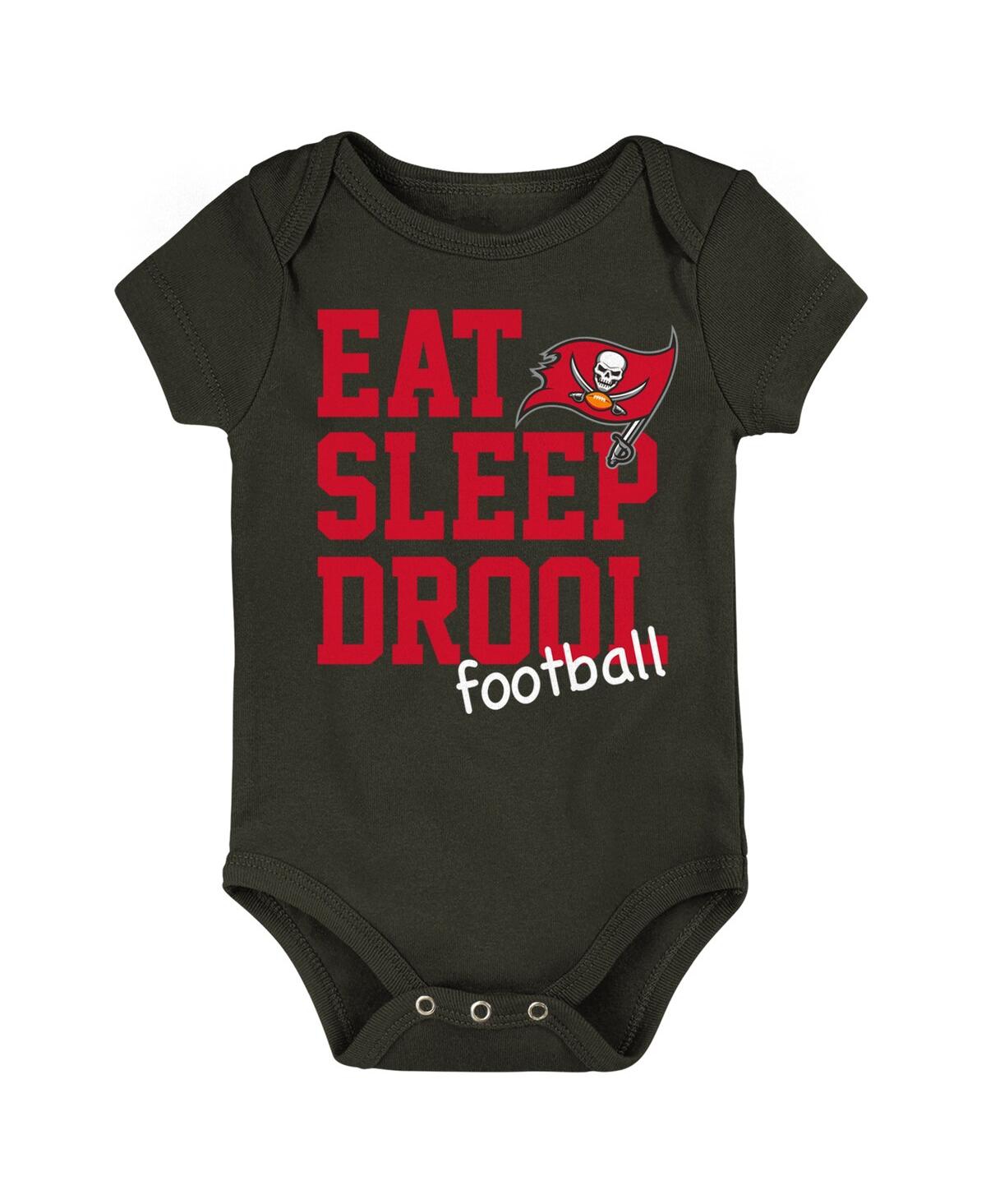 Shop Outerstuff Newborn And Infant Boys And Girls Red, Pewter, Heathered Gray Tampa Bay Buccaneers Three-piece Eat S In Red,pewter,heathered Gray
