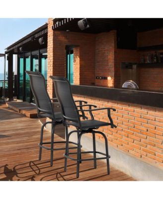 Set of 2 Outdoor Swivel Bar Stools for Backyard Balcony Poolside,