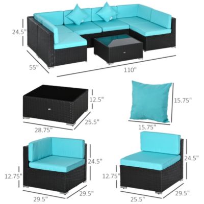 7pc Sectional Wicker Patio Furniture,