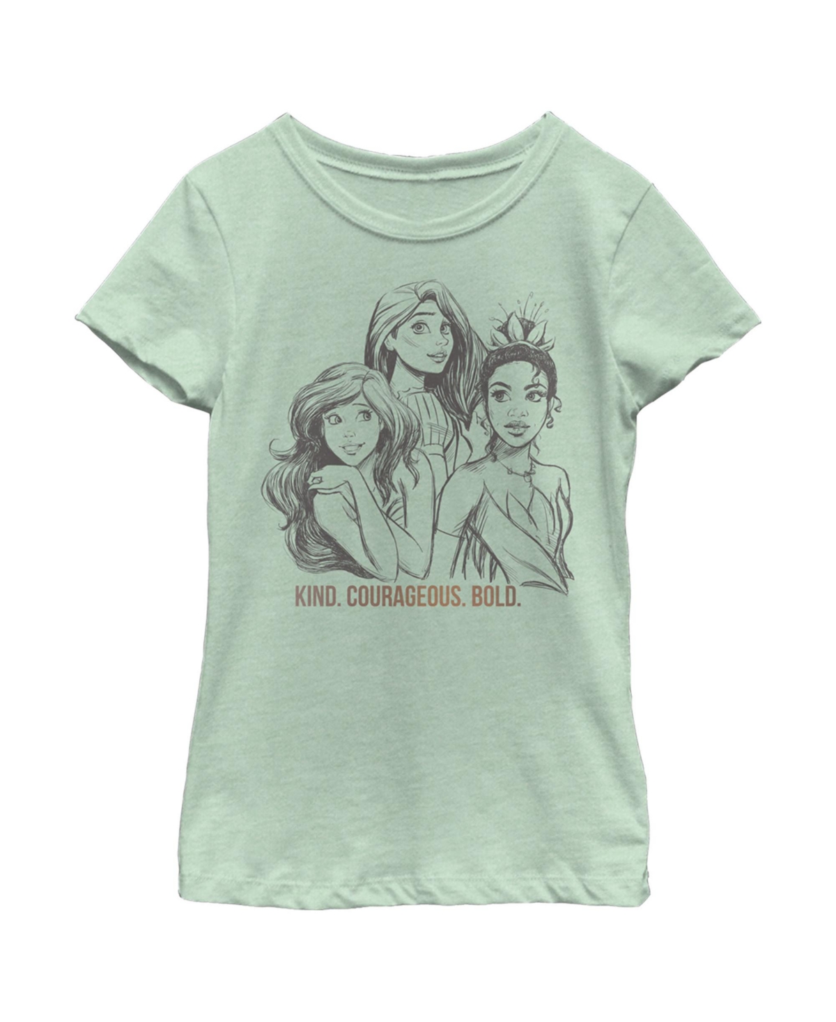 Disney Girl's  Sketch Portraits Child T-shirt In Mint