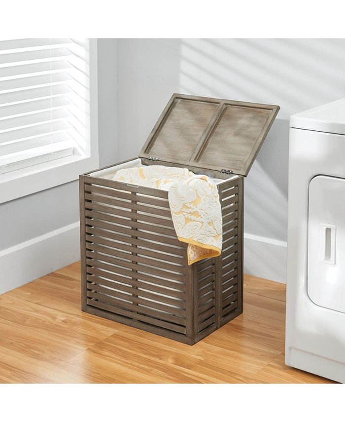 mDesign Bamboo Single Hamper Basket with Removable Liner - Macy's