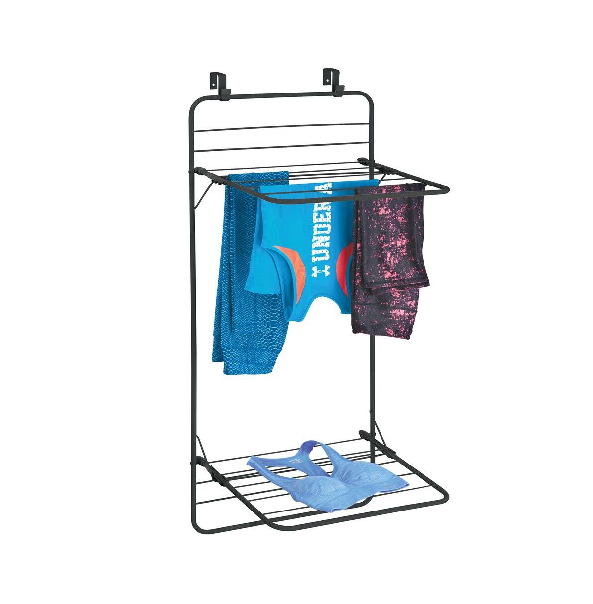 Collapsible Foldable Laundry Drying Rack, 2 Shelves - Black