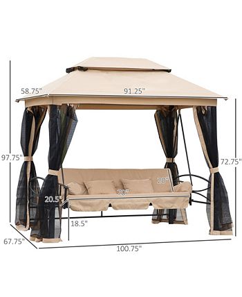 Outsunny 3 person outdoor sales patio daybed gazebo swing chair