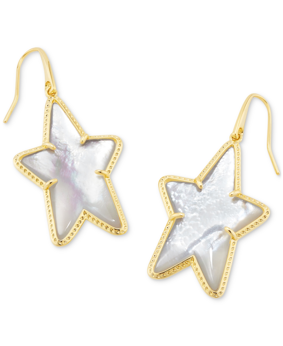 Shop Kendra Scott 14k Gold-plated Color Mother-of-pearl Star Drop Earrings In Ivory Mother Of Pearl