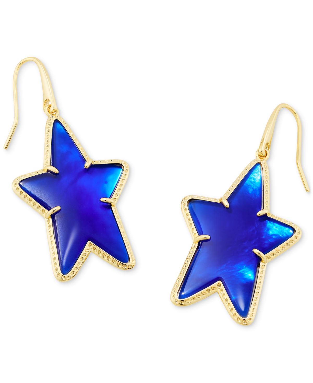 Kendra Scott 14k Gold-plated Color Mother-of-pearl Star Drop Earrings In Cobalt Blue Illusion