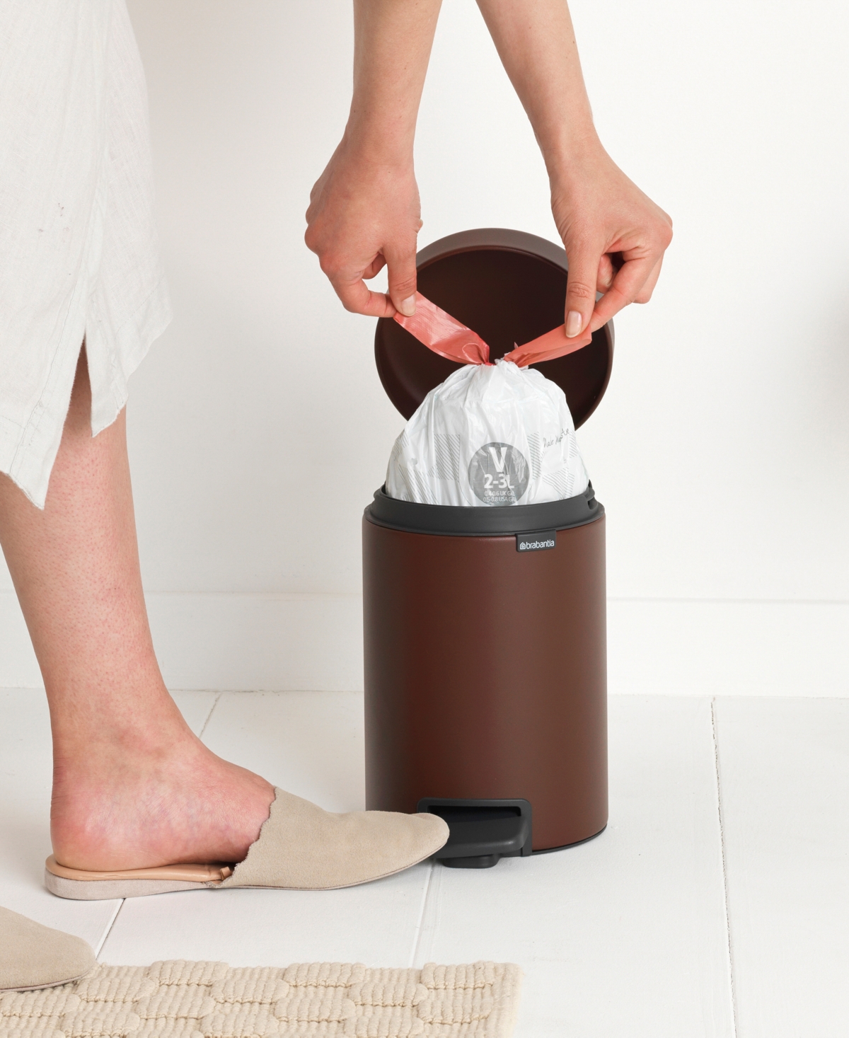 Shop Brabantia New Icon Step On Trash Can, 0.8 Gallon, 3 Liter In Mineral Cosy Brown