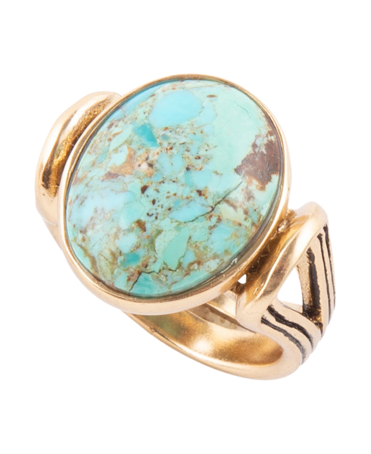 Barse Phoenix Genuine Blue Turquoise Oval Ring In Genuine Turquoise