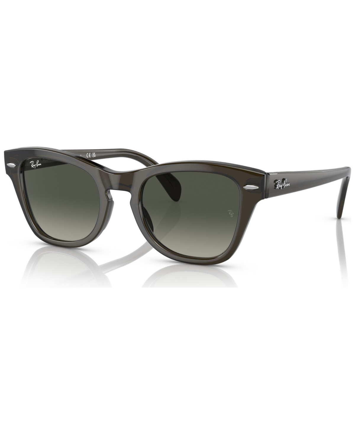 Ray Ban Rb0707s Sunglasses Transparent Olive Green Frame Grey Lenses 53-21