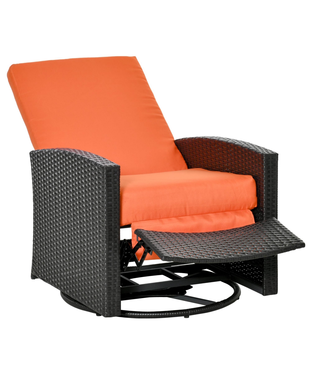 Outsunny Outdoor Wicker Swivel Recliner Chair, Reclining Backrest