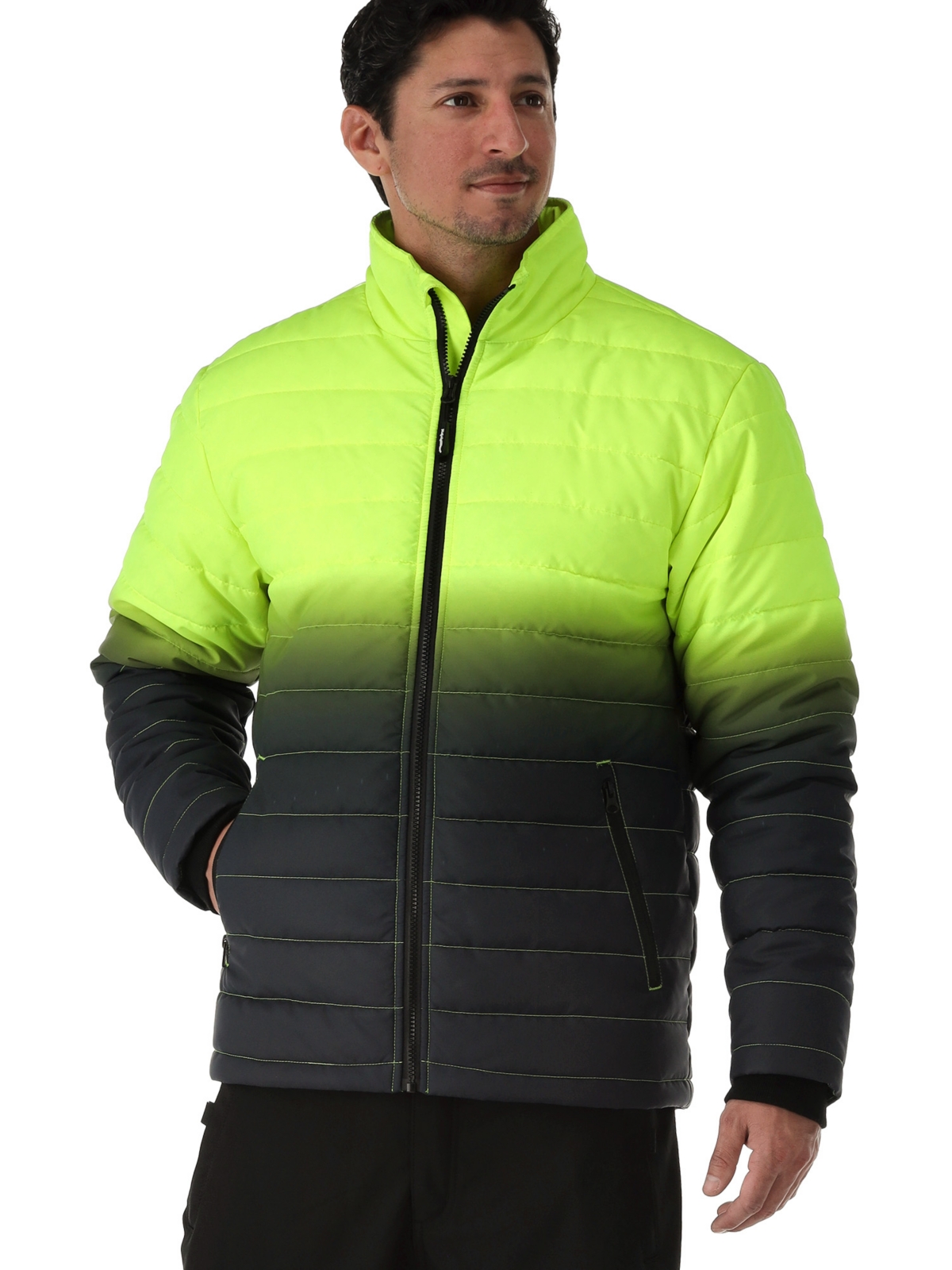 Big & Tall Enhanced Visibility Insulated Quilted Jacket - Lime