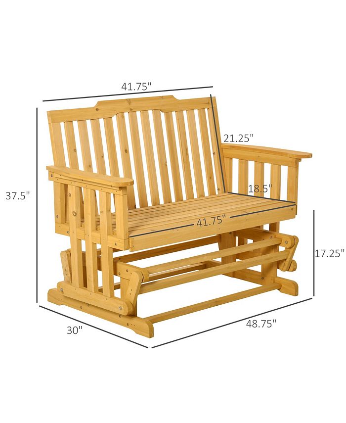 Outsunny 2Person Outdoor Glider Bench, Wood, Quick Drying, Wide