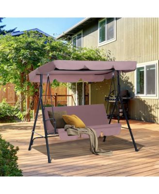 Outsunny 3-Seat Outdoor Patio Swing Chair With Removable Cushion, Steel ...