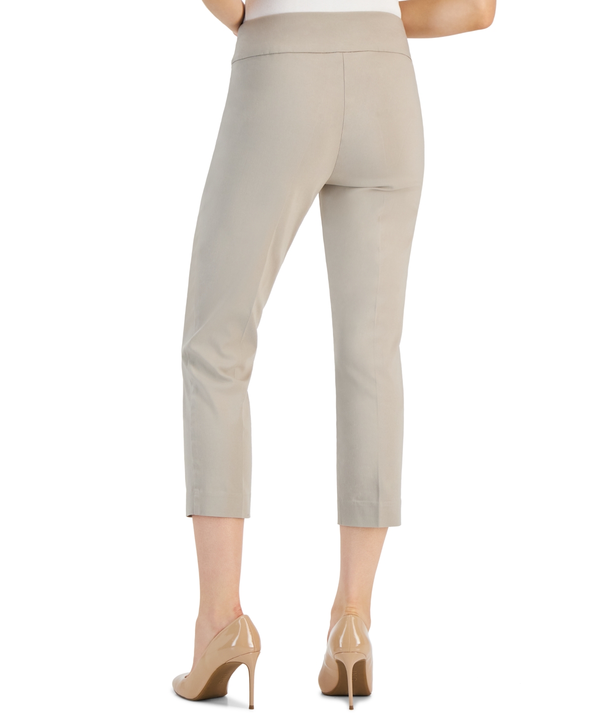Inc International Concepts Women's Petite Tummy-control Pull-on Capri Pants, Created For Macy's In Gray