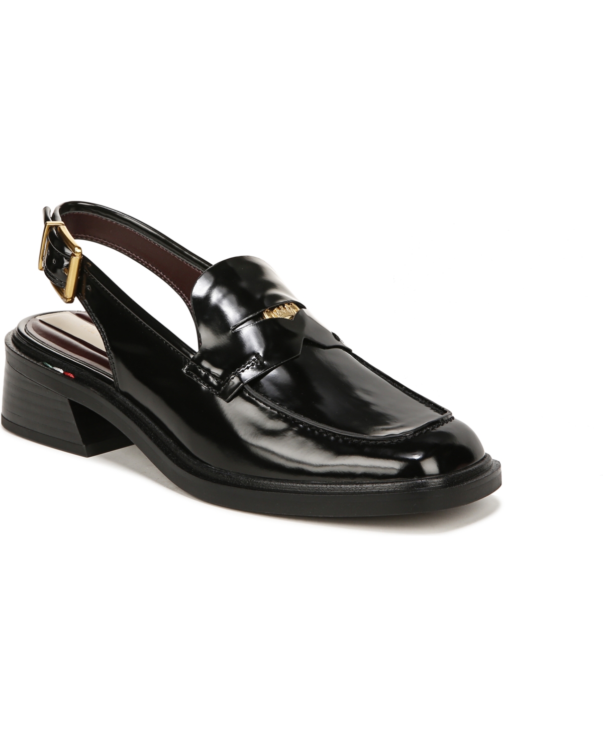 Shop Franco Sarto Women's Giada Slingback Low Heel Loafers In Black Faux Leather