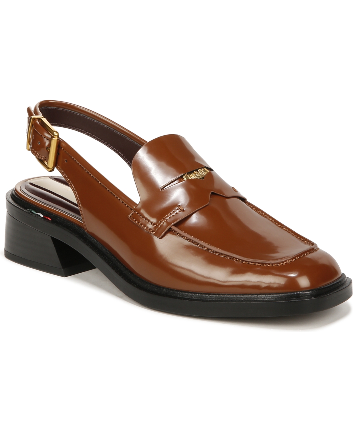 Shop Franco Sarto Women's Giada Slingback Low Heel Loafers In Tobacco Brown Faux Leather