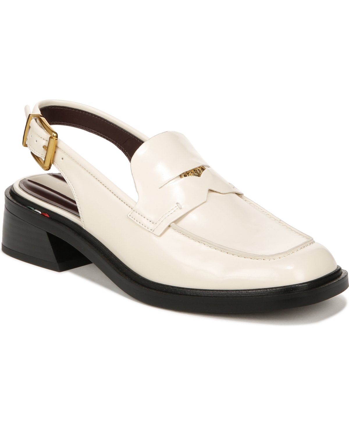 Shop Franco Sarto Women's Giada Slingback Low Heel Loafers In Vanilla White Faux Leather