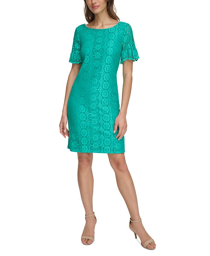 Jessica Howard Women's Lace Ruffled-Sleeve Shift Dress - Macy's