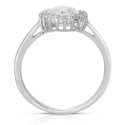 Elegant White Gold Plated Radiant Halo CZ Solitaire Ring