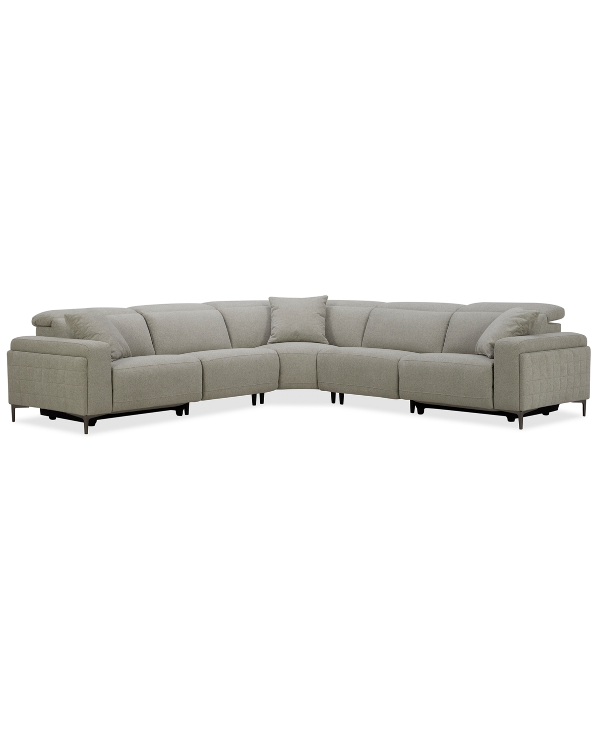 Furniture Adney 128" 5 Pc Zero Gravity Fabric Sectional With 2 Power Recliners, Created For Macy's In Metal