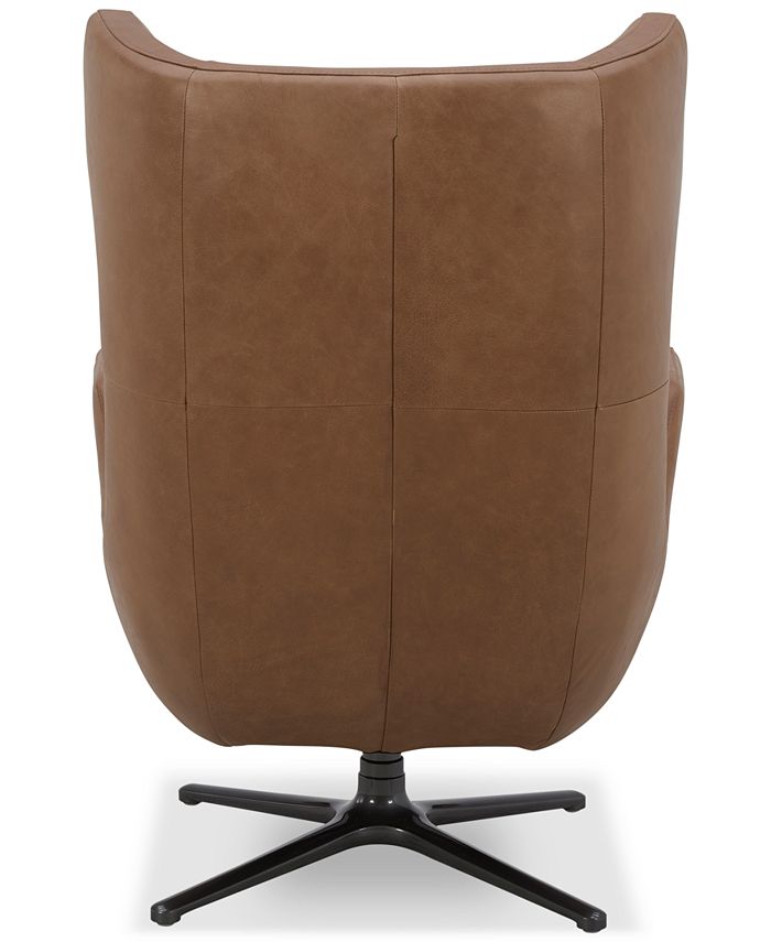 Furniture Adney 31" Leather Swivel Accent Chair, Created for Macy's