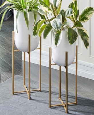 Metal Indoor Outdoor Dome Planter with Removable Stand Set of 2