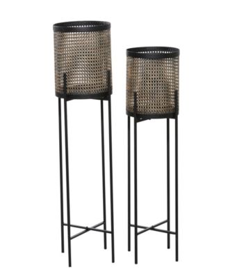 Gold-Tone Metal Indoor Outdoor Planter with Removable Stand Set of 2
