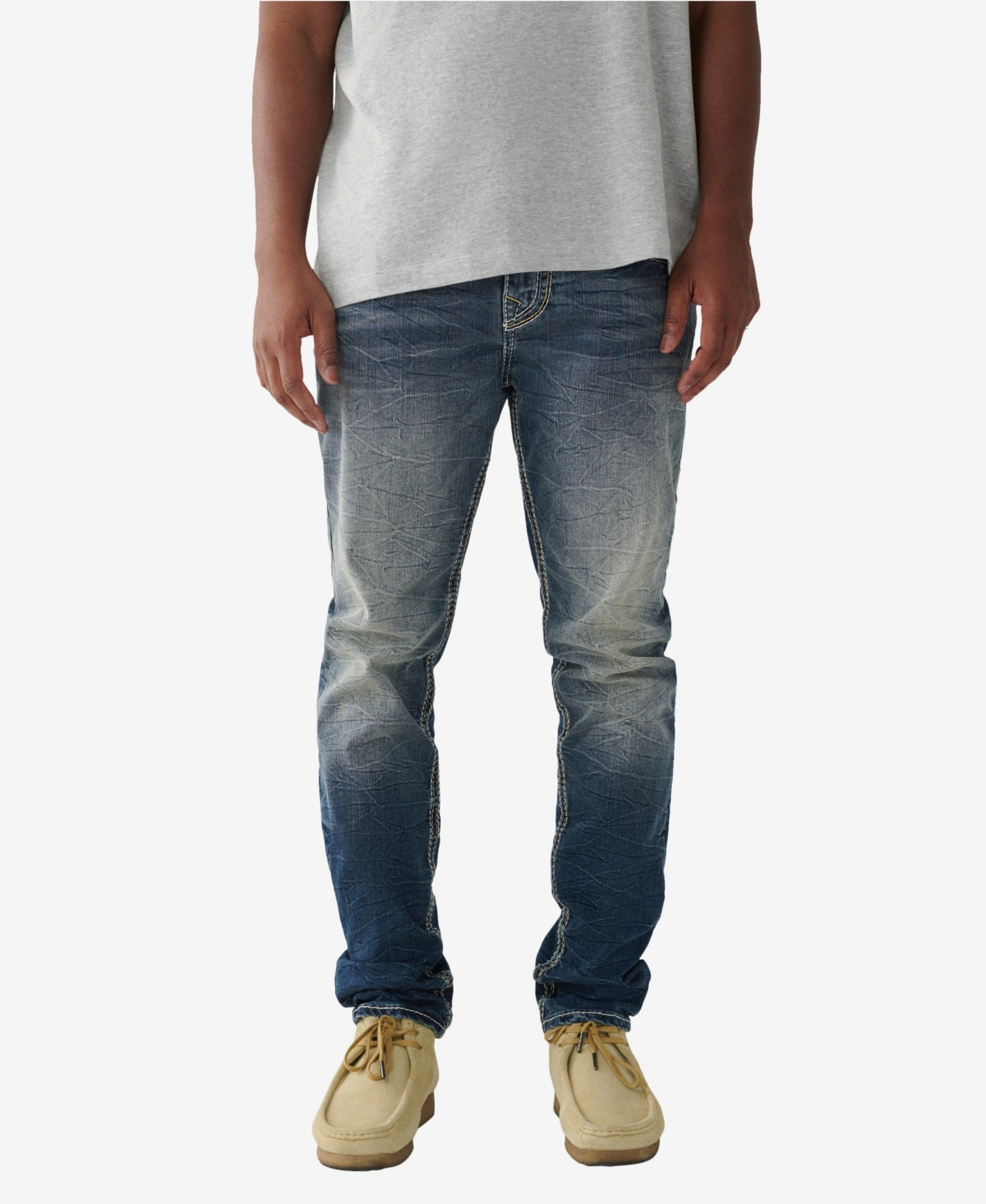 True Religion Rocco Faded-wash Brand-embroidered Skinny Stretch-cotton Jeans In Miner Dark Wash