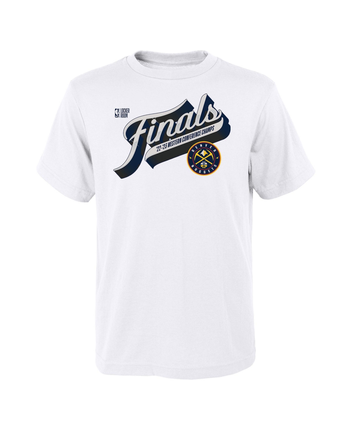 Outerstuff Big Boys And Girls  White Denver Nuggets 2023 Nba Western Conference Champs Locker Room T- In White