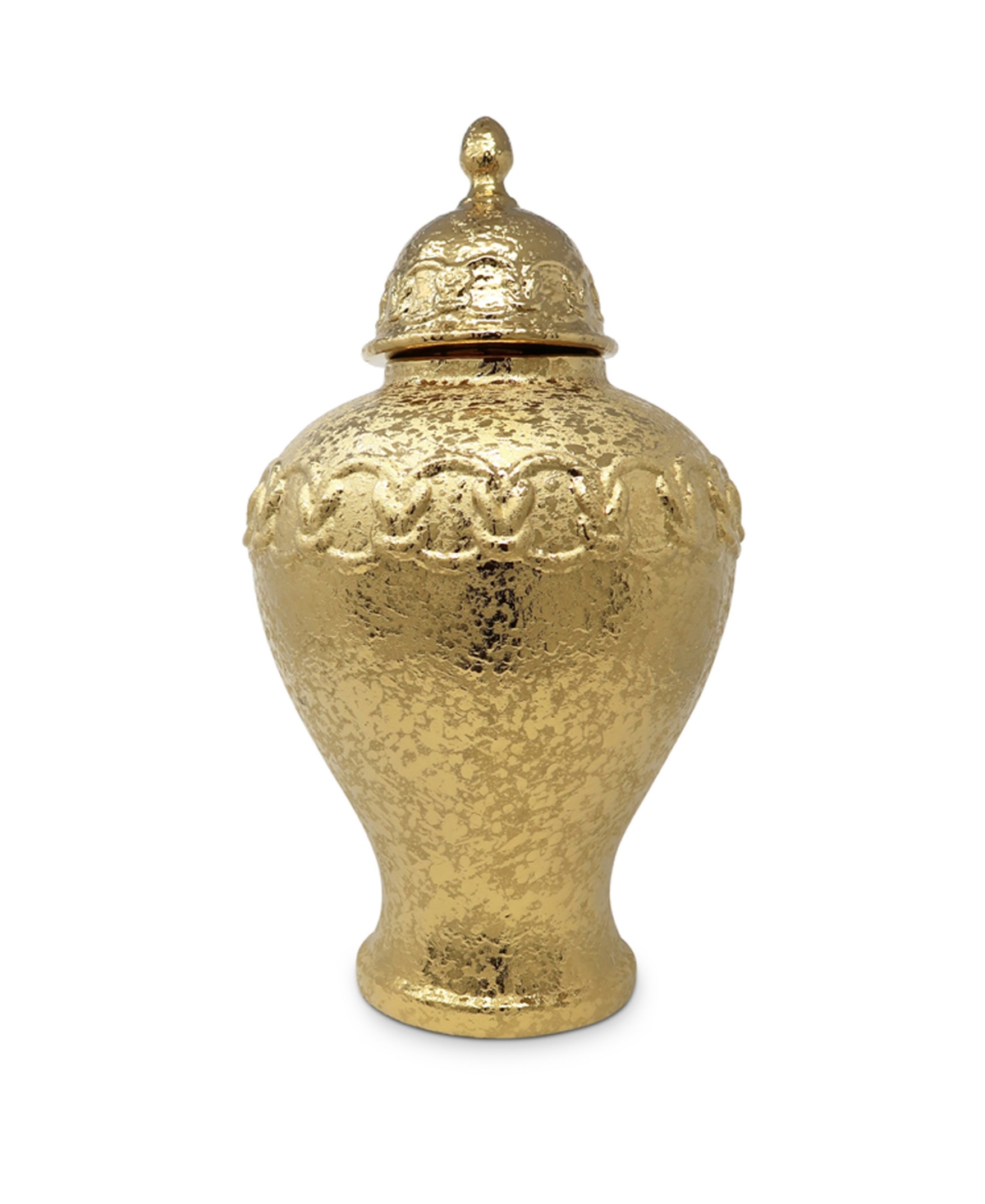 Vivience Ginger Jar And Lid With Chain Detail In Gold