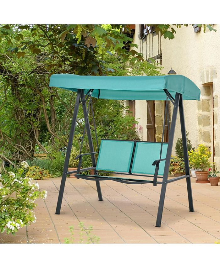 Outsunny 2Person Patio Swings with Canopy, Outdoor Canopy Swing with