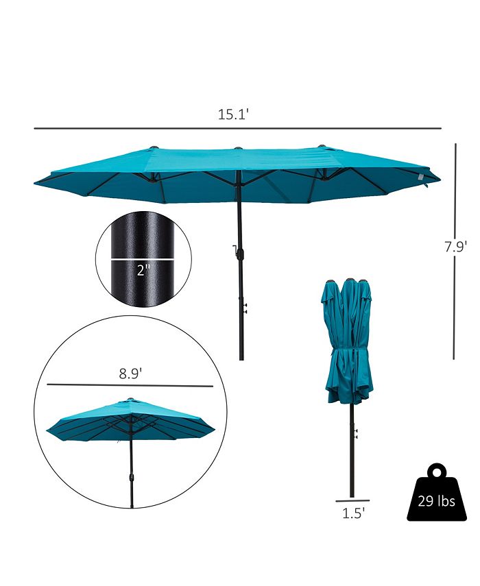 Outsunny 15ft Patio Umbrella DoubleSided Outdoor Market Extra Large
