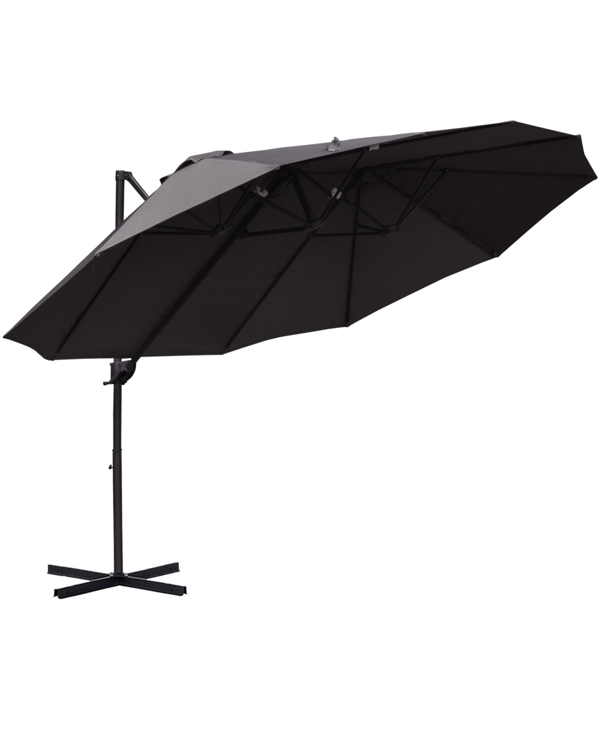 14.8 Ft Double Sided Outdoor Umbrella Rectangular Large with Crank ( Dark green)