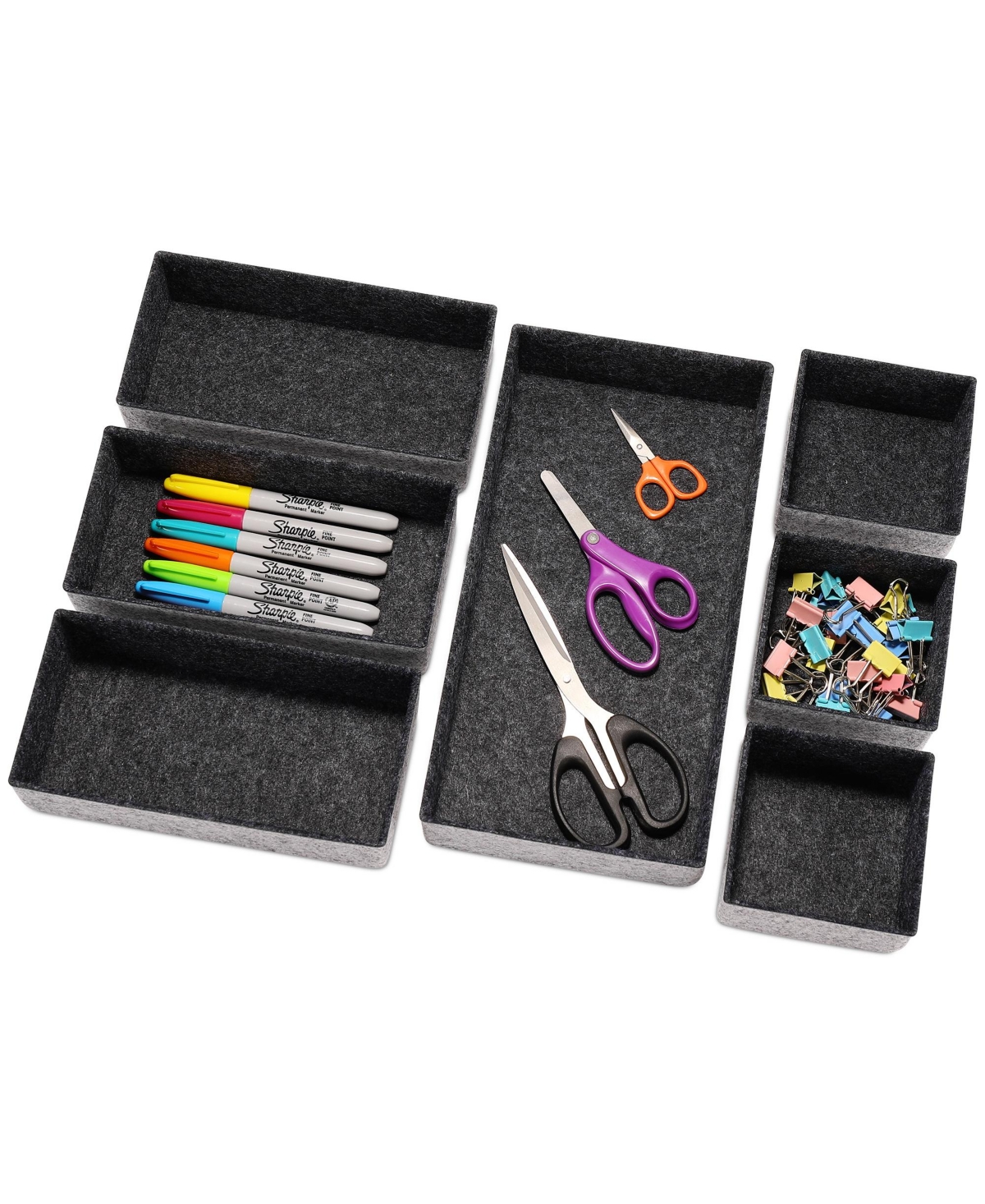Shop Welaxy Deluxe 7 Piece Rectangular Organizer Bins Gift Boxed Set In Charcoal