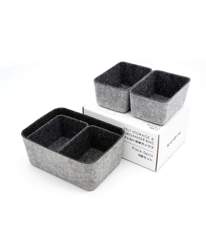 Welaxy Felt Storage Bin - Medium Gray Desktop Organizer, No Lid, Multi-Purpose Divider Box - View #9