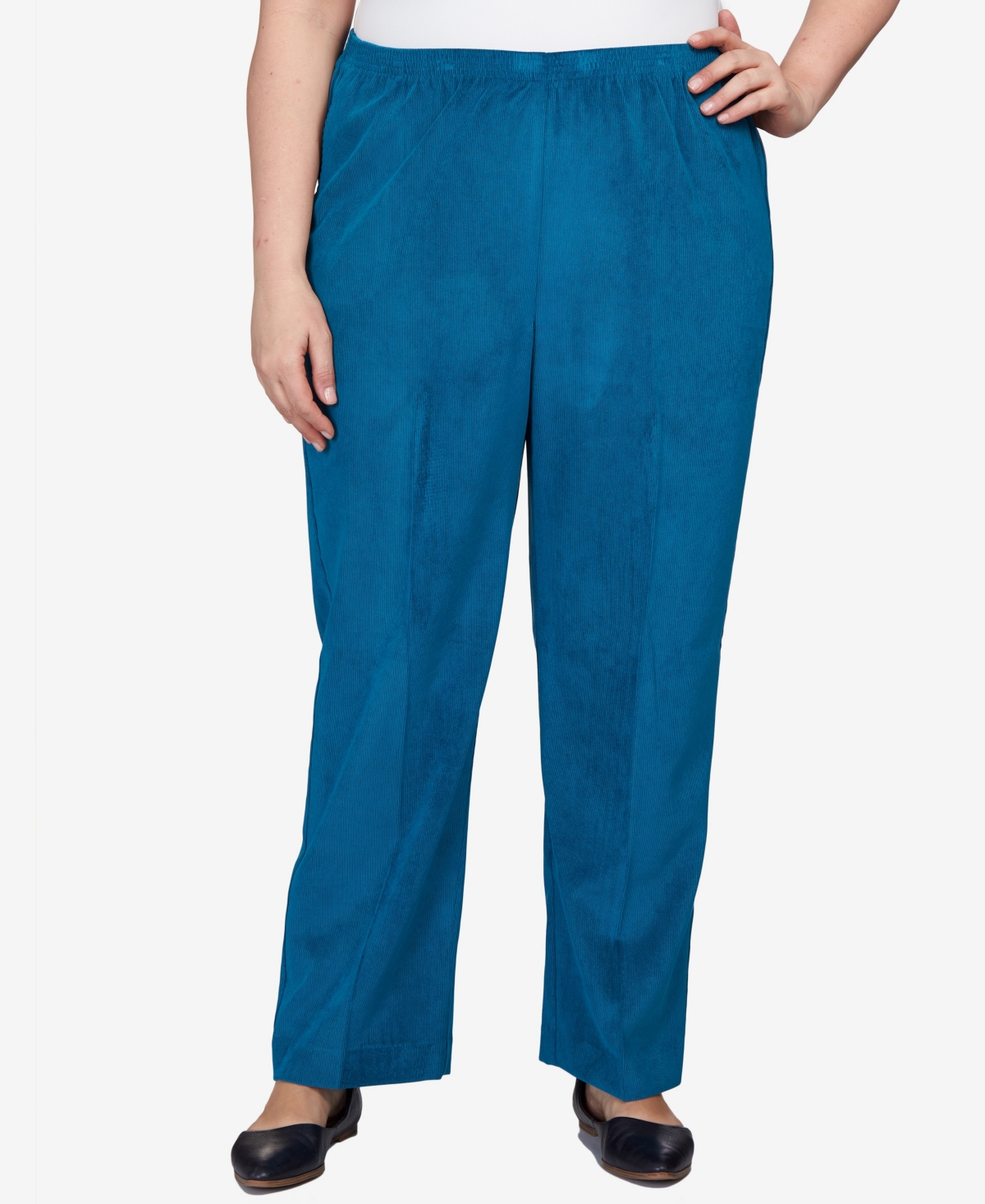 Shop Alfred Dunner Plus Size Classics Stretch Waist Corduroy Average Length Pants In Teal