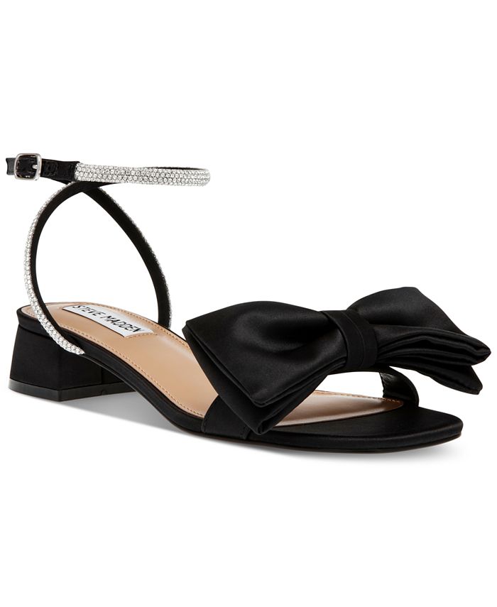 Steve Madden Women's Laszlo Ankle-Strap Bow Block-Heel Sandals - Macy's