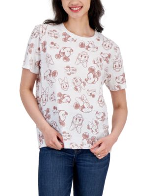 Disney - Juniors' Mickey Printed Crewneck T-Shirt