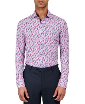 Society of Threads - Men's Regular-Fit Floral Performance Dress Shirt