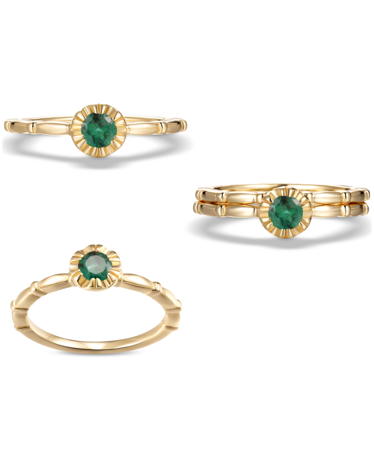 2-Pc. SetBridal Set (1/3 ct. t.w.) in 14k Gold-Plated Sterling Silver (Also in Ruby & Sapphire) - EMERALD