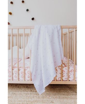 Baby GOTS Certified Organic Cotton Muslin Swaddle, Pink Star