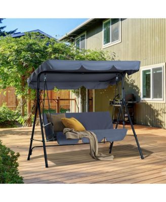 Porch Swing Hammock Bench Chair, Steel 3-Seat, Canopy,