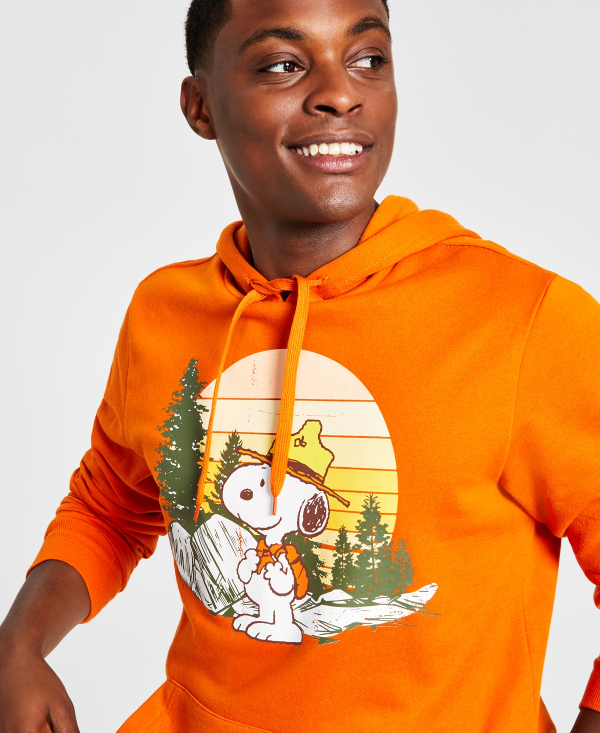 Hybrid Men's Camp Snoopy Graphic Hoodie In Orange