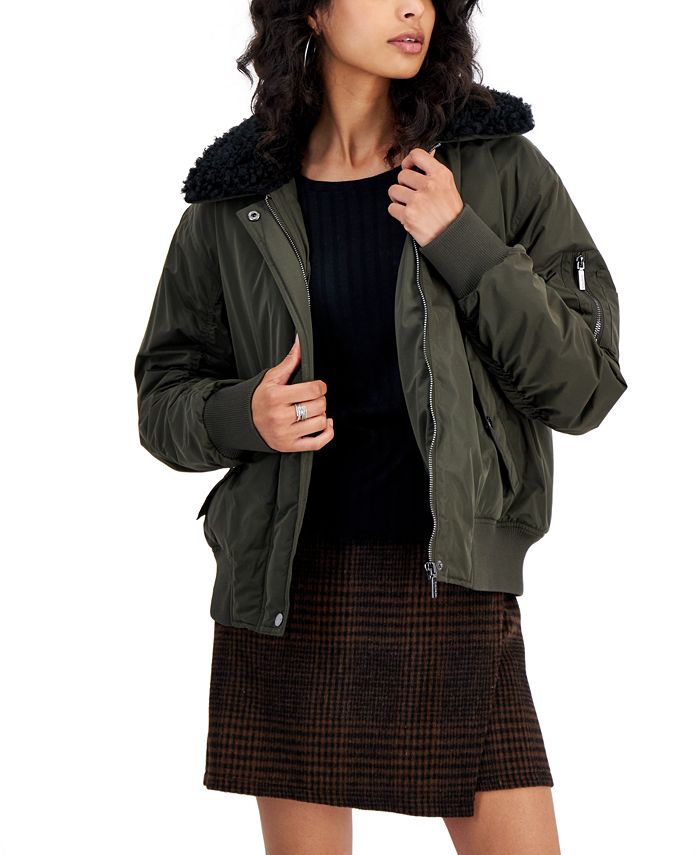 Plus size bomber best sale jacket with fur hood