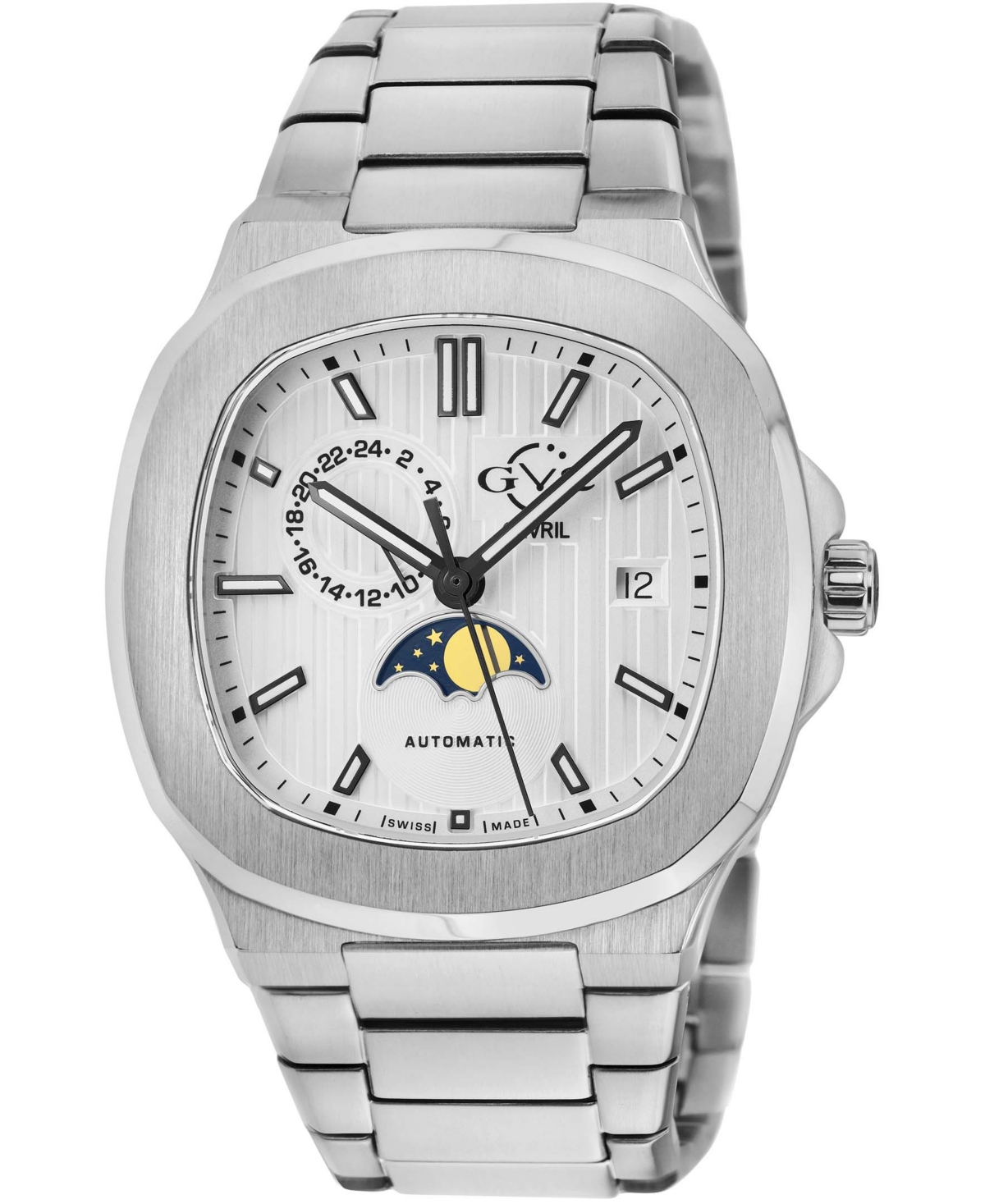 Gv2 By Gevril Men's Potente Swiss Automatic Silver-tone Stainless Steel Watch 40mm