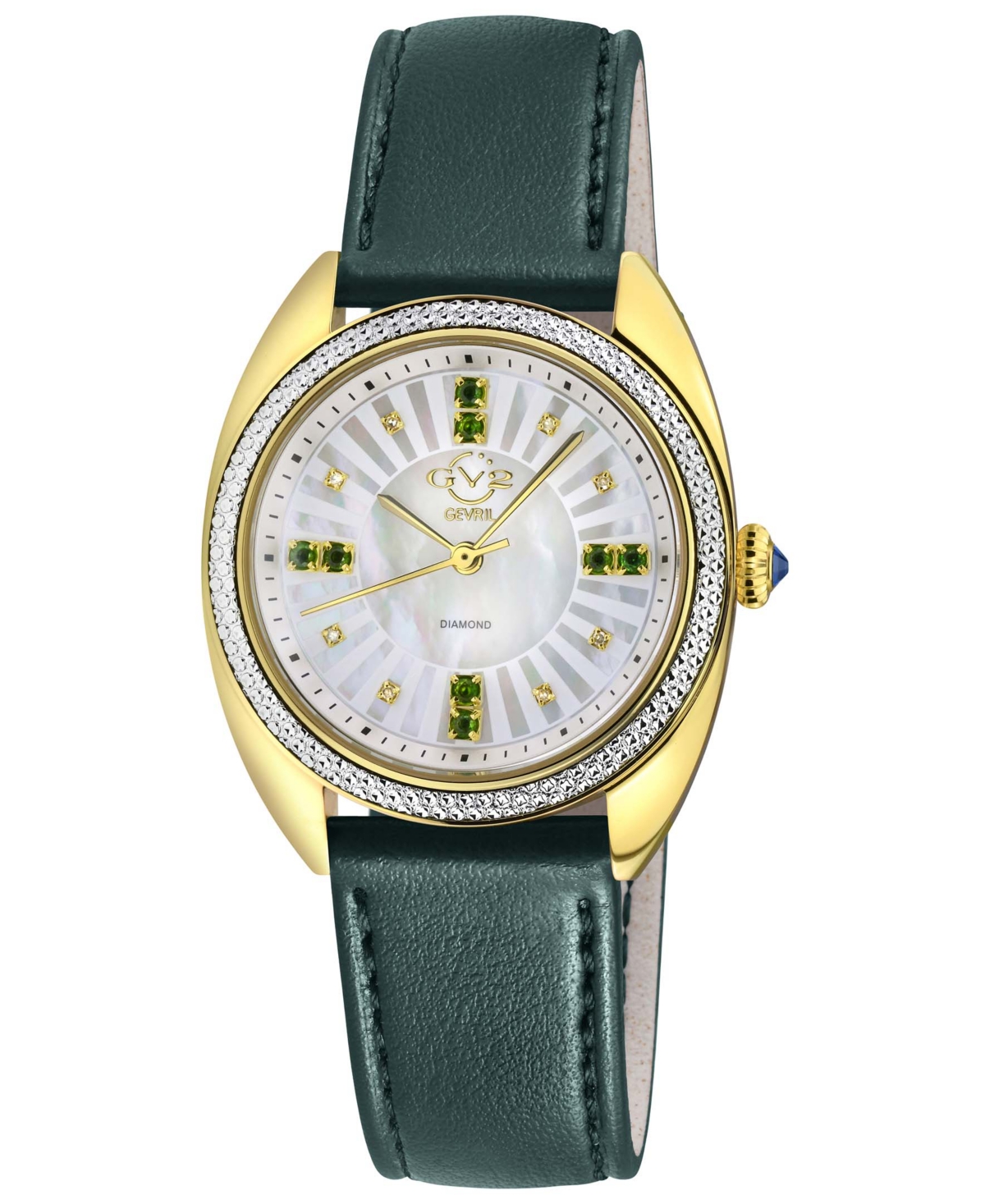 Gv2 By Gevril Women's Palermo Swiss Quartz Green Faux Leather Watch 35mm