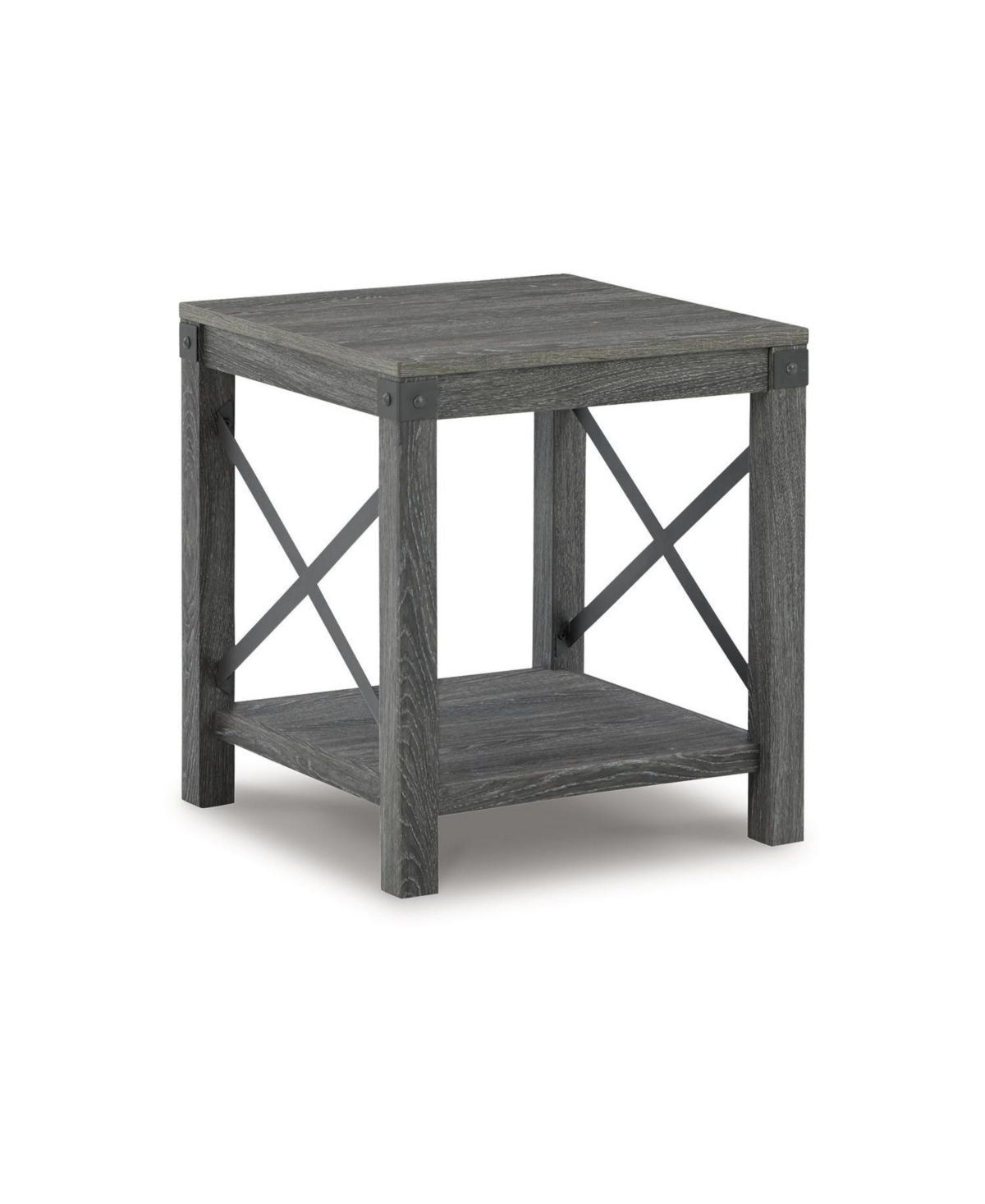Signature Design By Ashley Freedan Square End Table In Grayish Brown